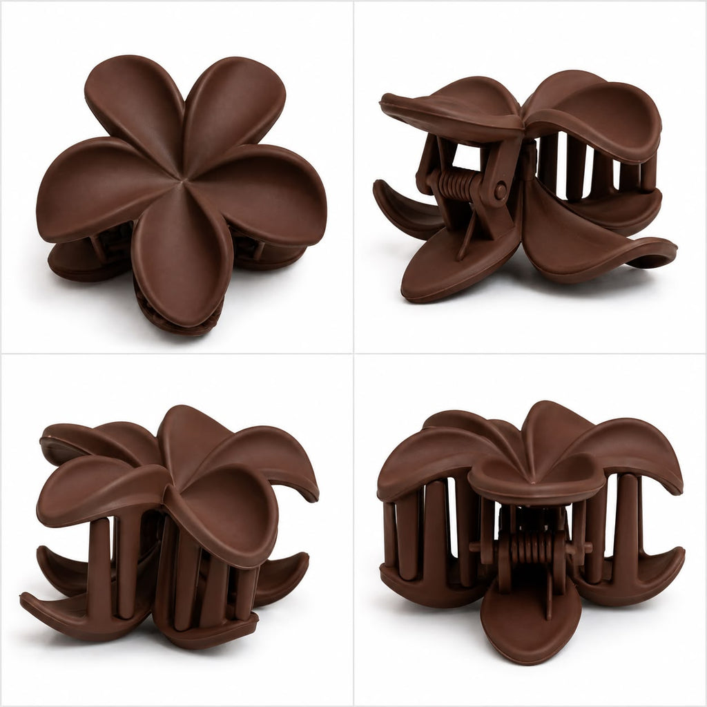 Matte Cocoa Brown Flower Hair Clutch