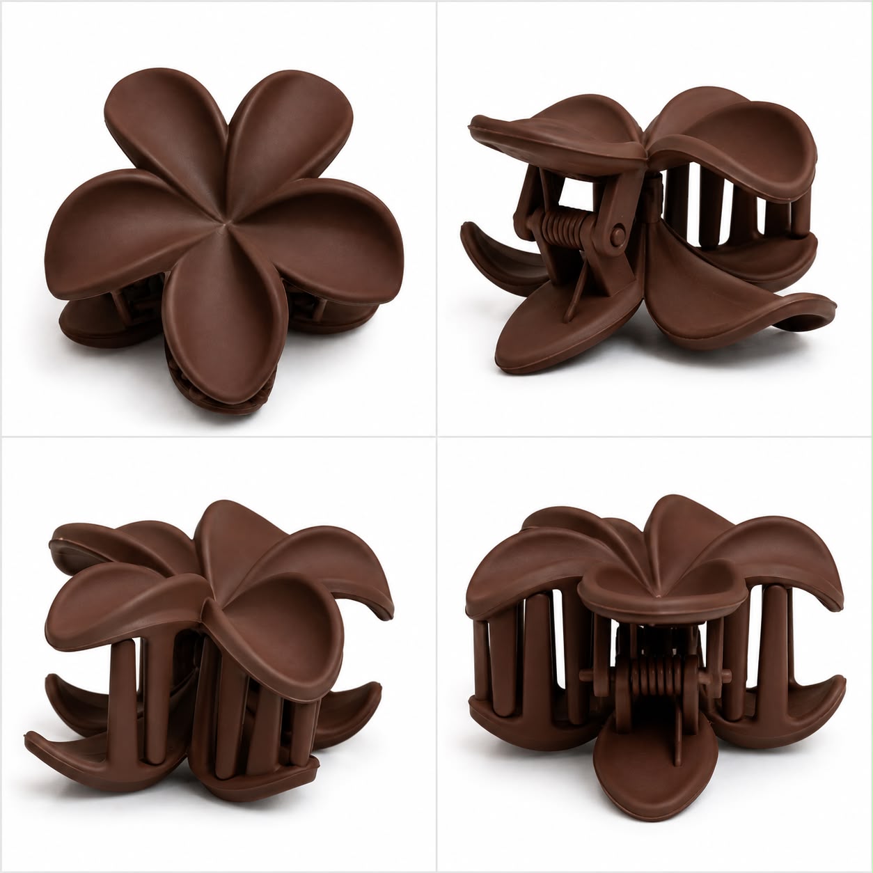 Matte Cocoa Brown Flower Hair Clutch