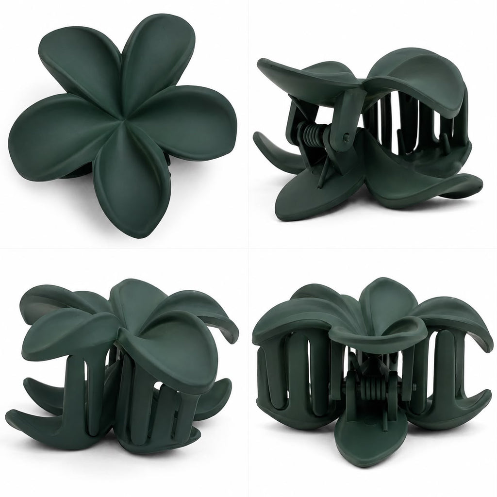 Matte Forest Green Flower Hair Clutch