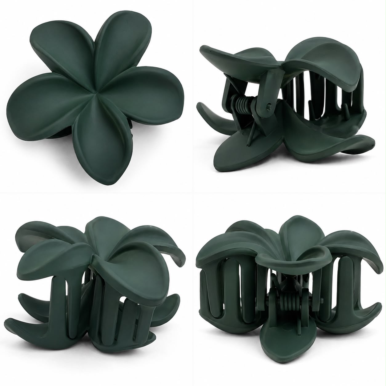 Matte Forest Green Flower Hair Clutch