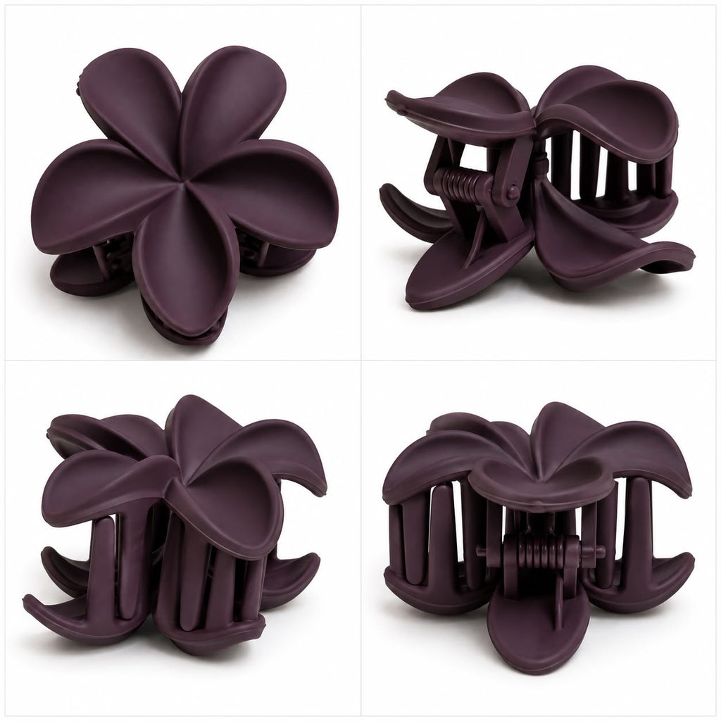 Matte Plum Purple Flower Hair Clutch