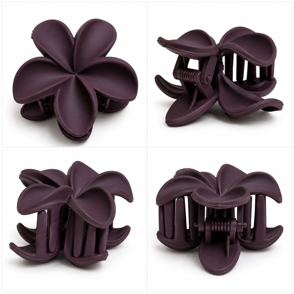 Matte Plum Purple Flower Hair Clutch