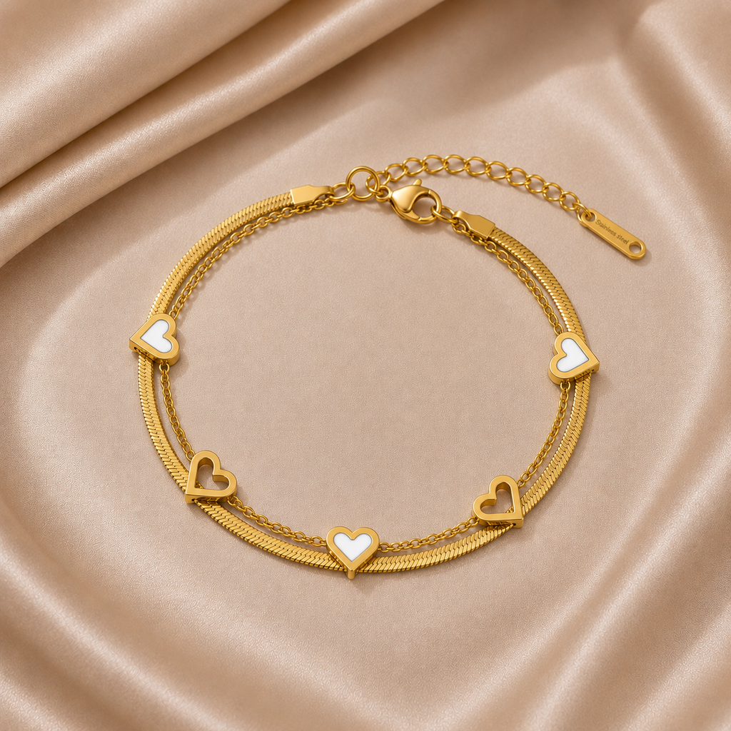 Five Heart Gold Bracelet – Anti Tarnish Gift Jewelry
