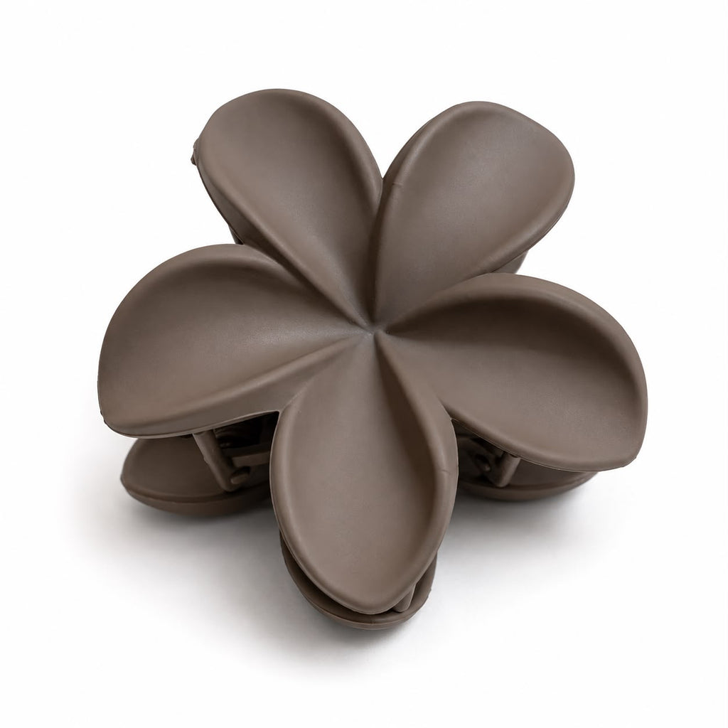 Matte Taupe Flower Hair Clutch