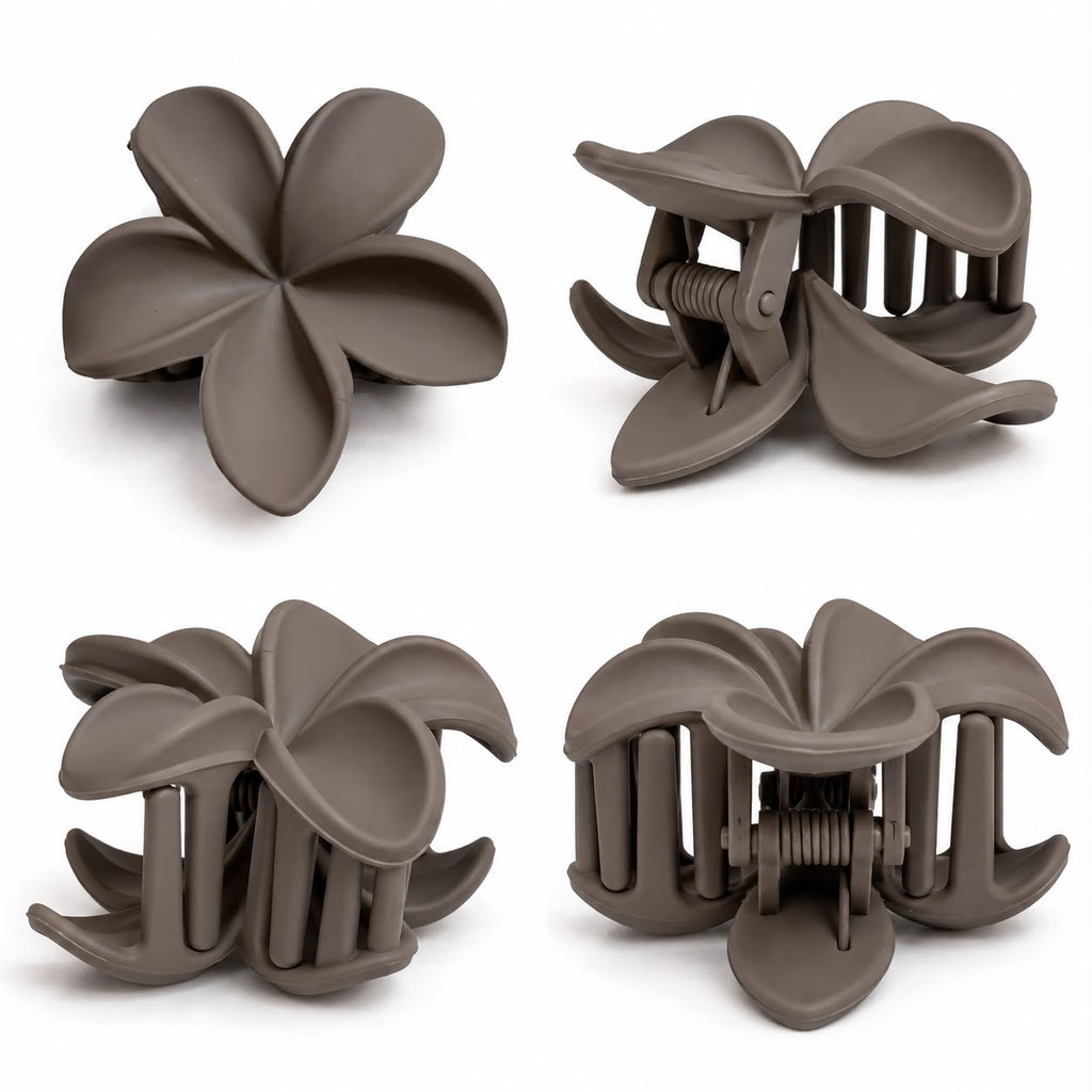 Matte Taupe Flower Hair Clutch
