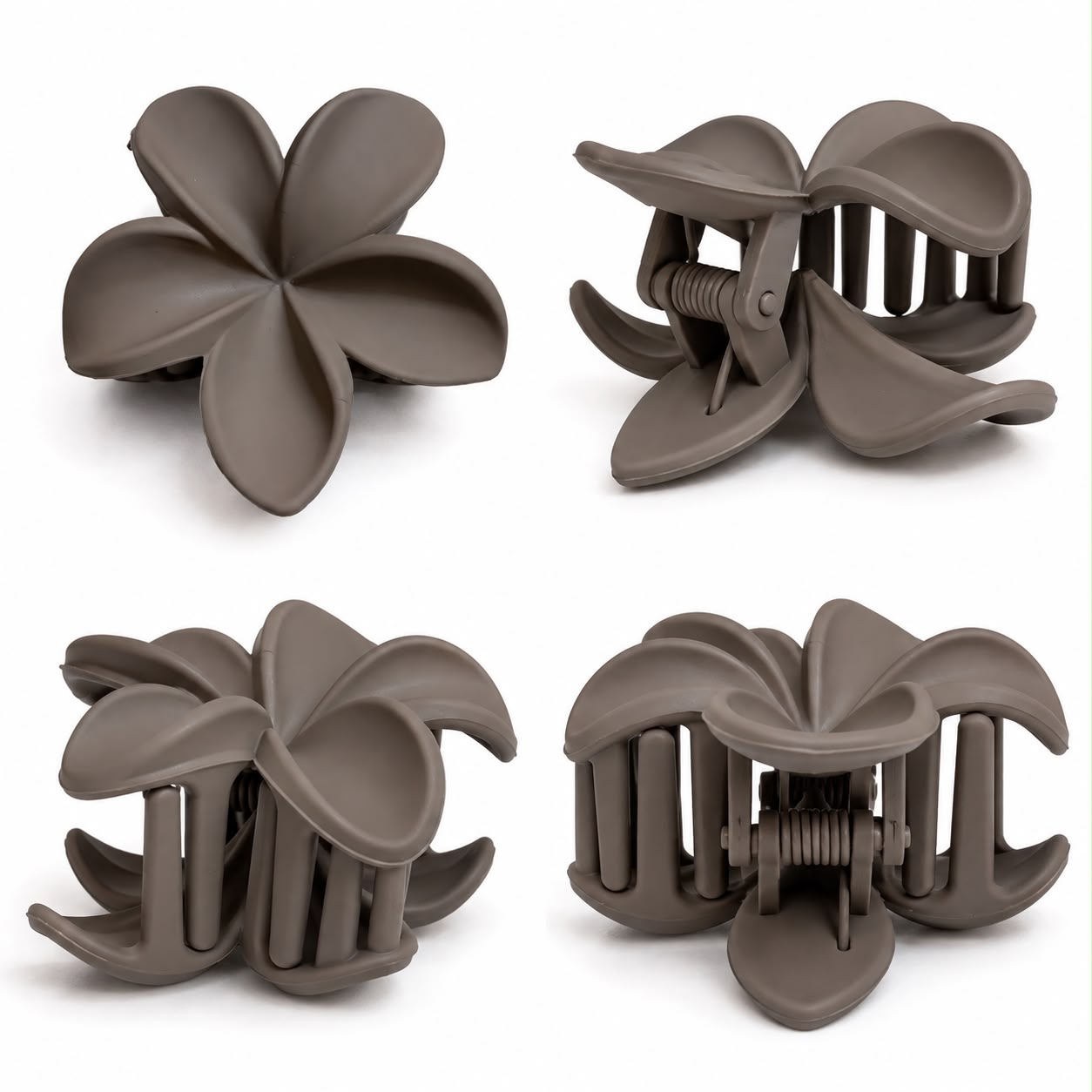 Matte Taupe Flower Hair Clutch