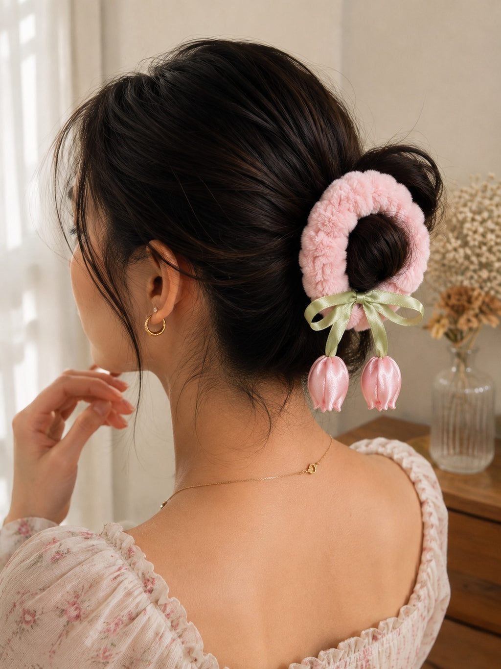 Light Pink Plush Tulip Scrunchie