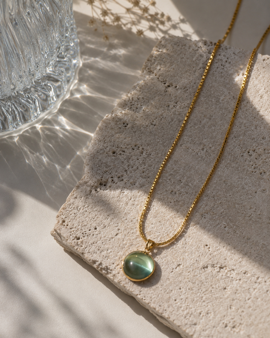 Green Aura Stone Necklace – Anti Tarnish Minimal Jewelry