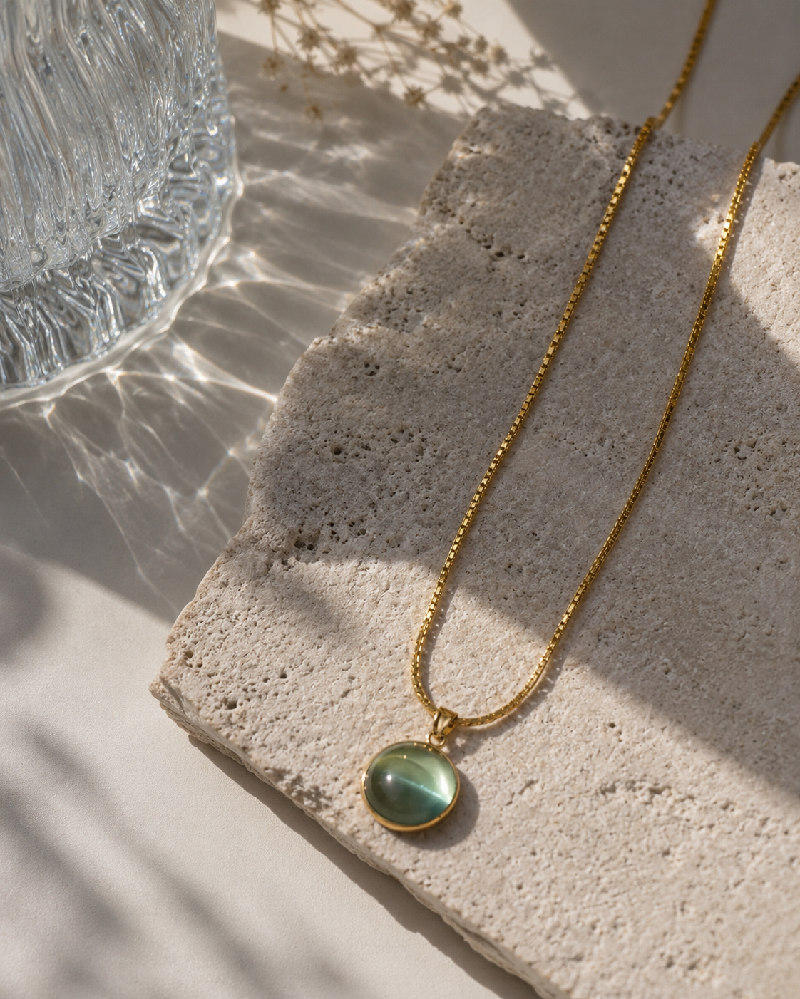 Green Aura Stone Necklace – Anti Tarnish Minimal Jewelry