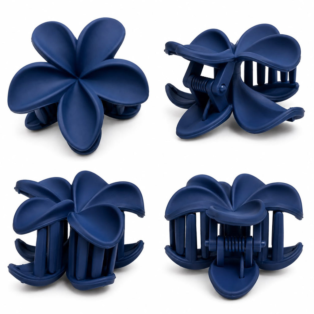 Matte Midnight Blue Flower Hair Clutch