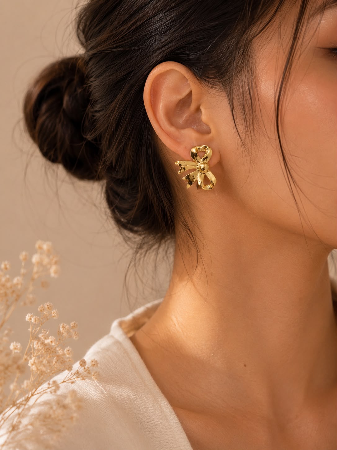Molten Bow Stud Earrings