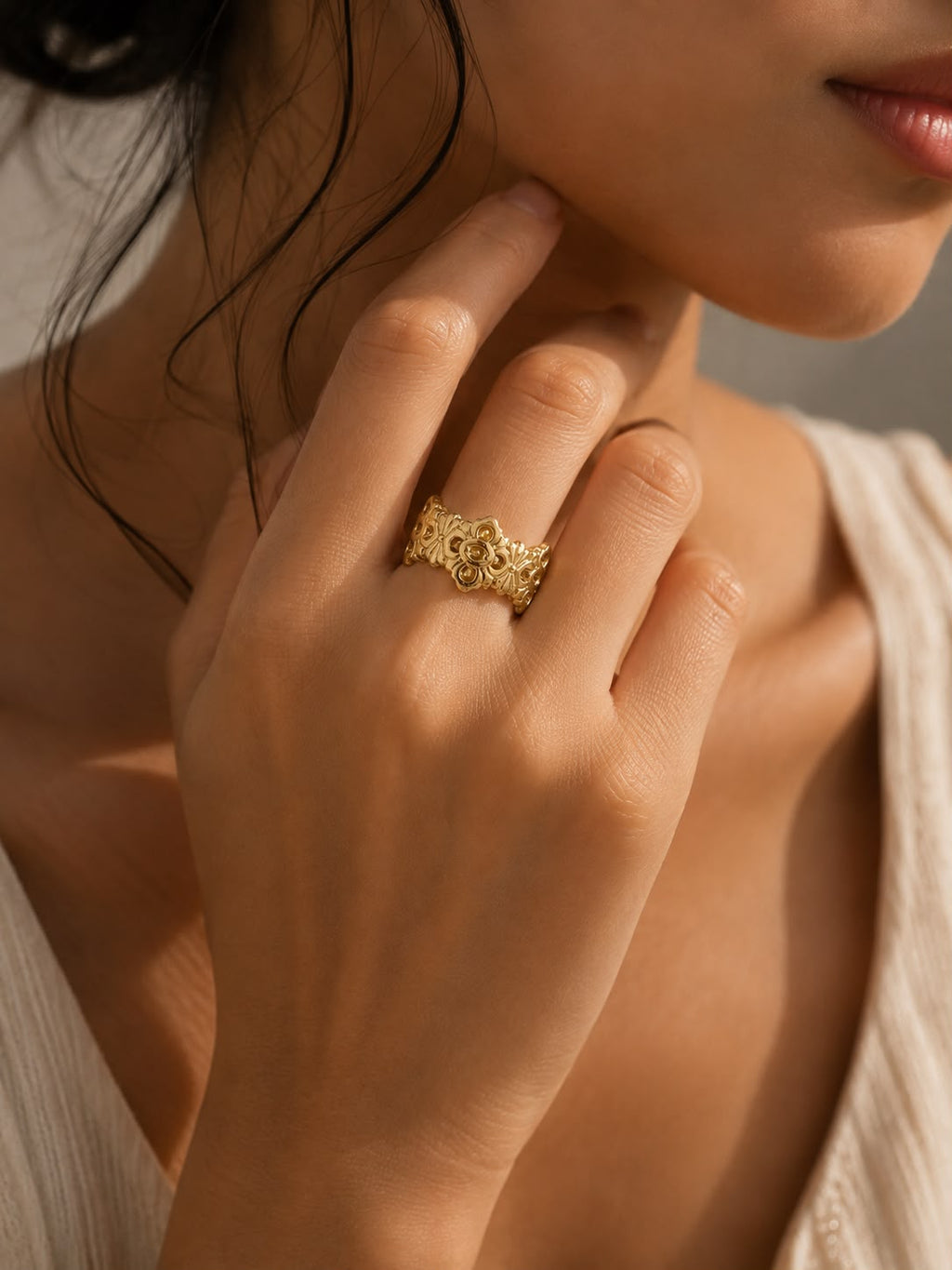 Vintage Floral Filigree Ring
