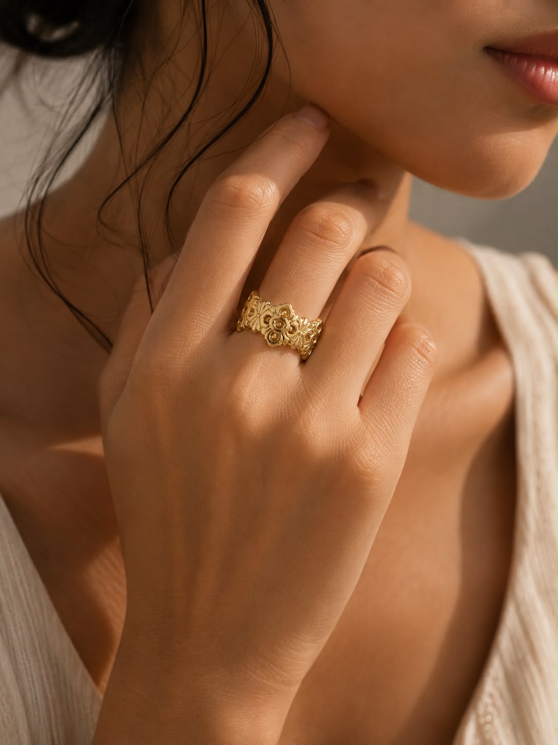 Vintage Floral Filigree Ring