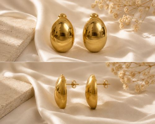Classic Oval Gold Stud Earrings – Anti Tarnish Jewelry
