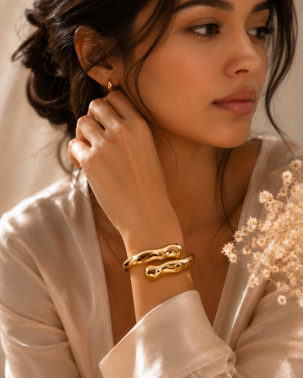 Molten Open Gold Bangle – Waterproof Statement Jewelry