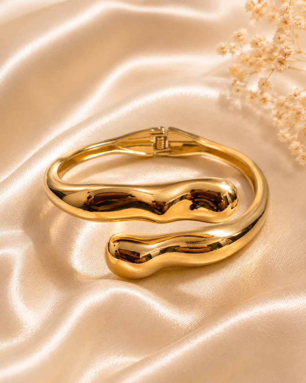 Molten Open Gold Bangle – Waterproof Statement Jewelry