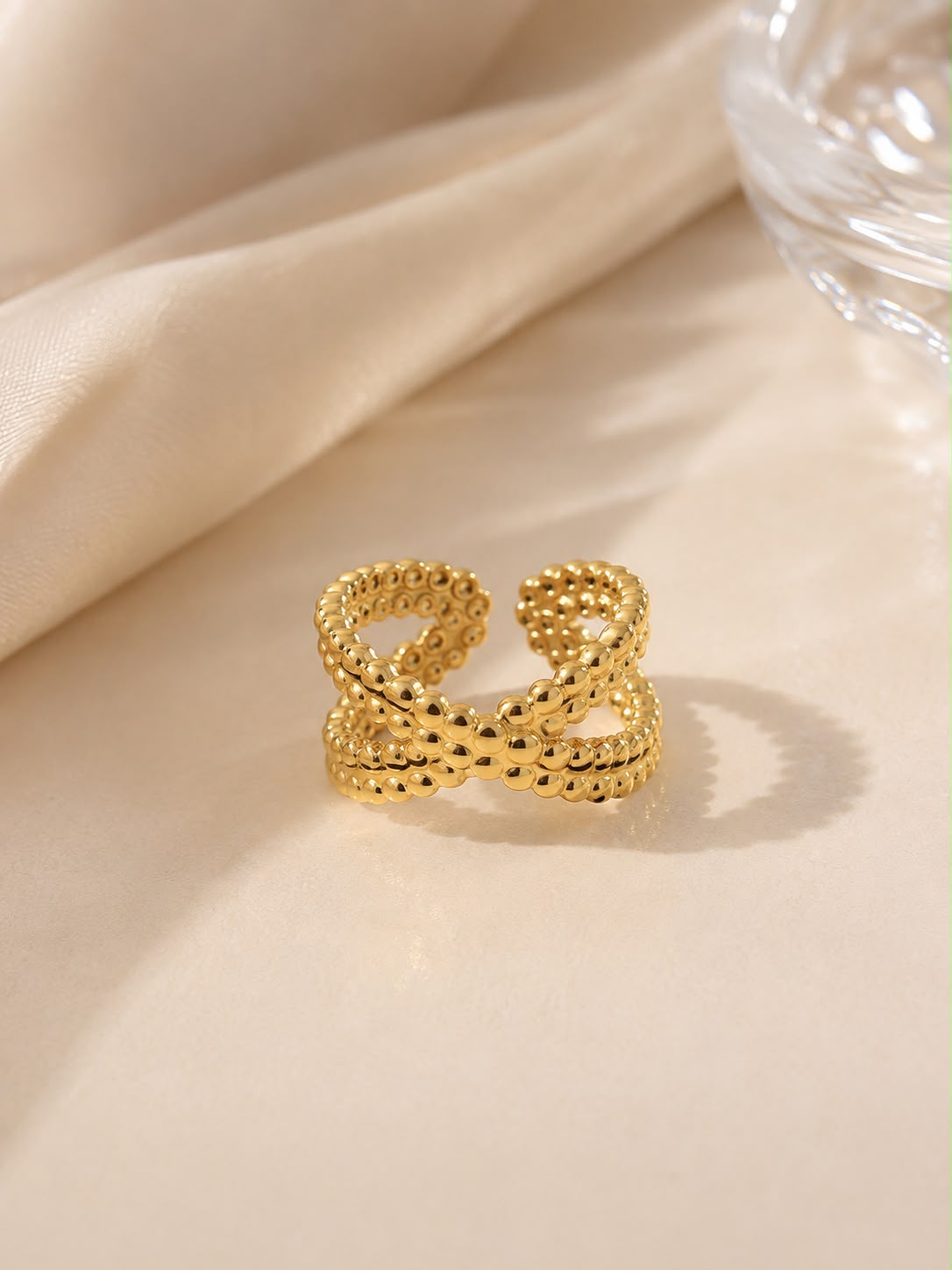 Twist Beaded Crossover Ring