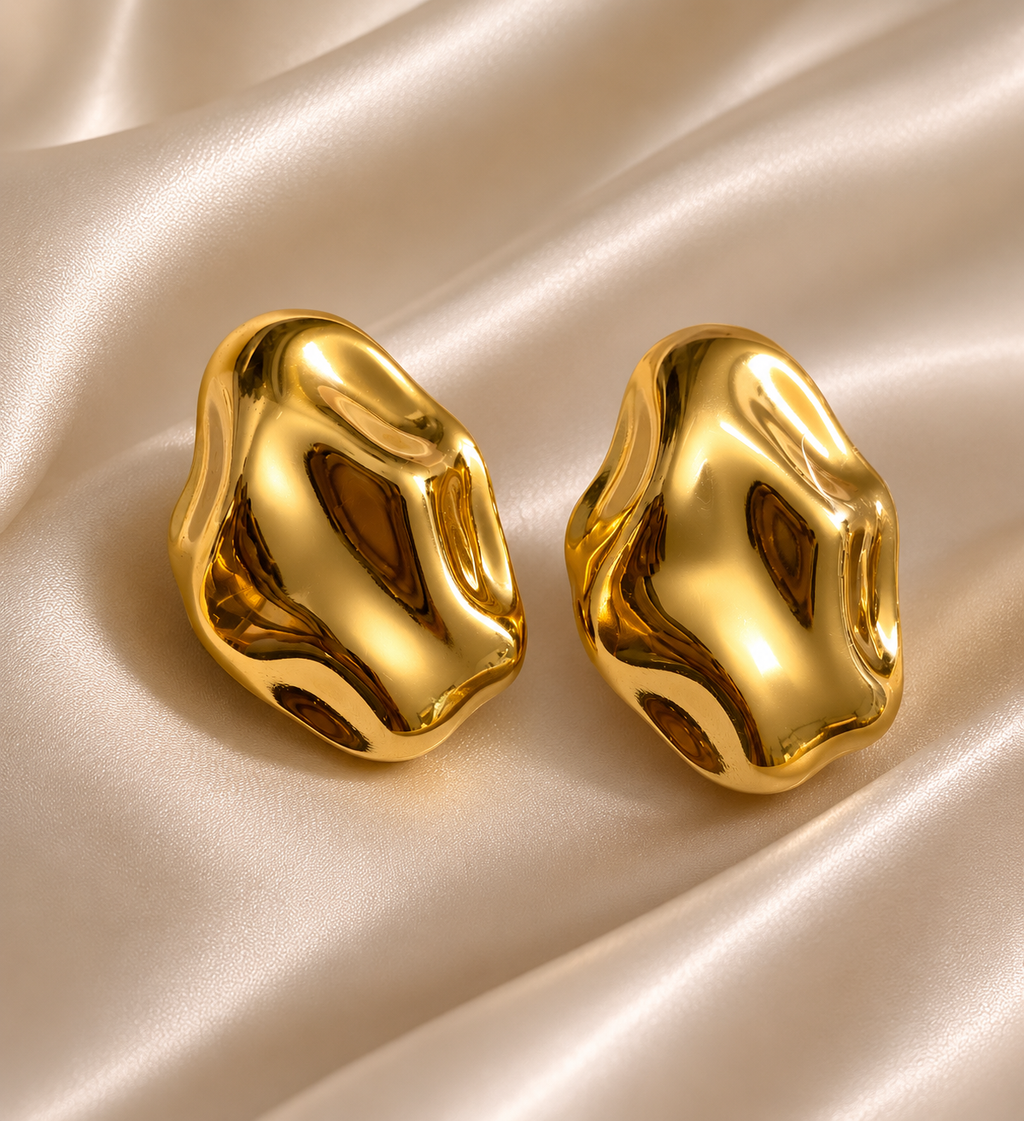 Molten Gold Stud Earrings – Anti Tarnish Minimal Jewelry