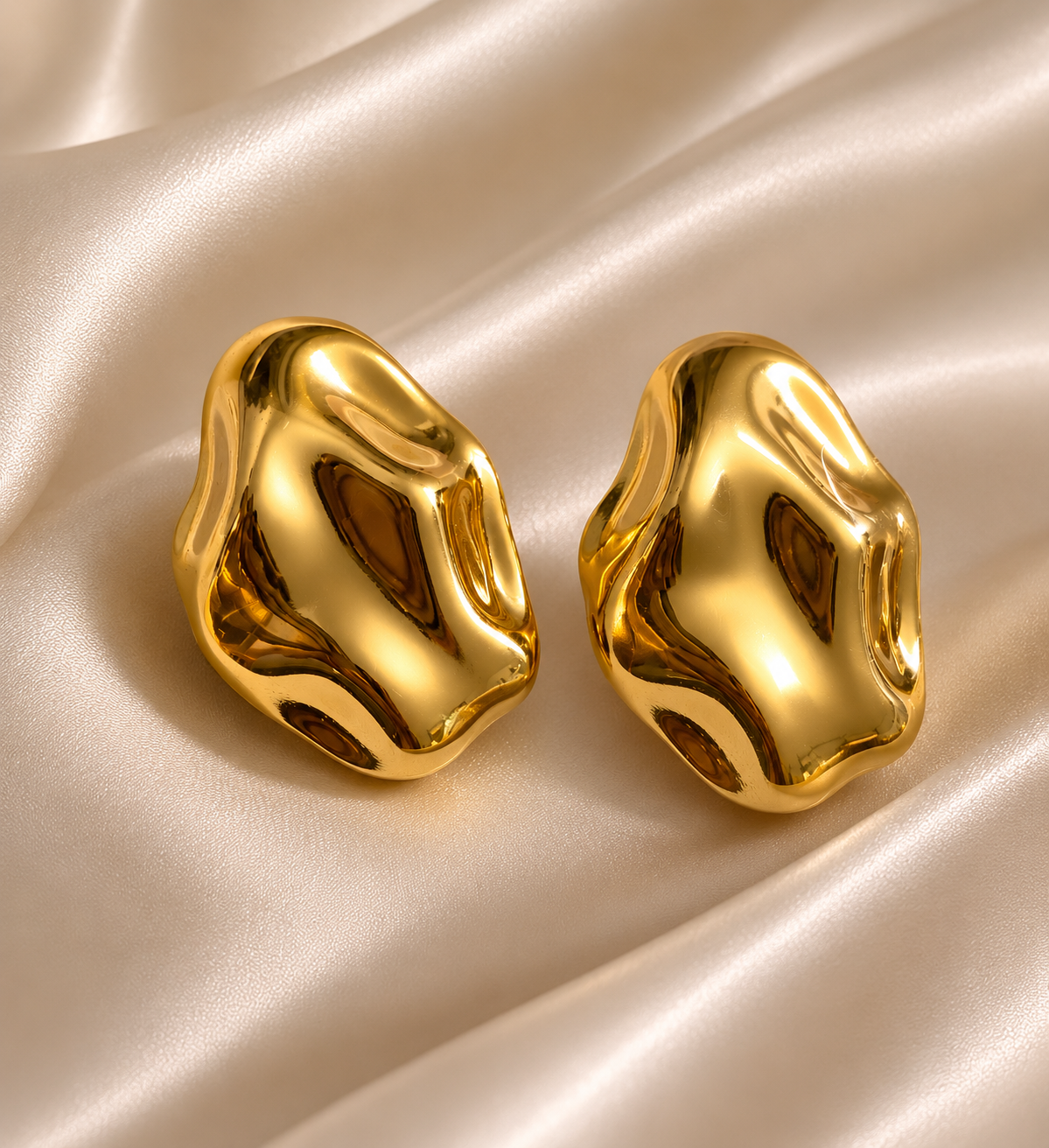 Molten Gold Stud Earrings – Anti Tarnish Minimal Jewelry