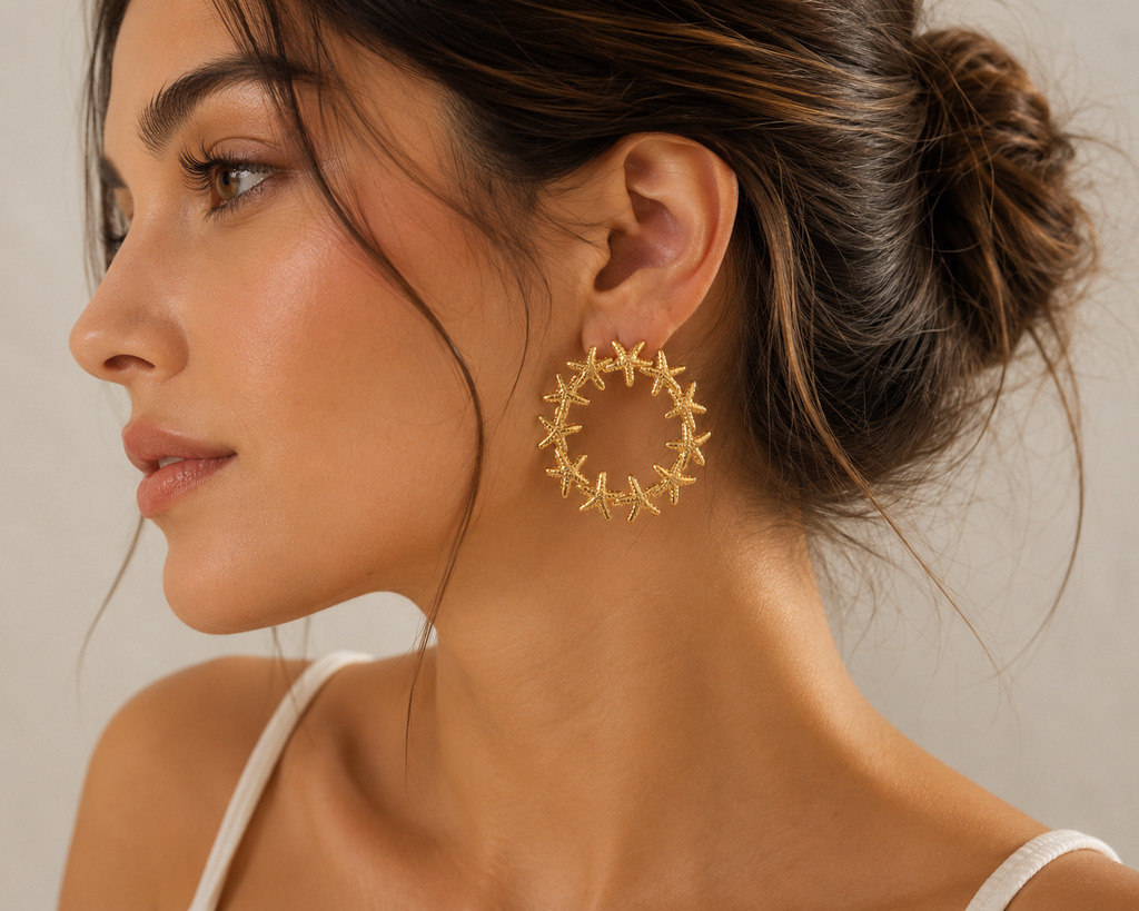 Starfish Gold Hoop Earrings – Anti Tarnish Dainty Jewelry