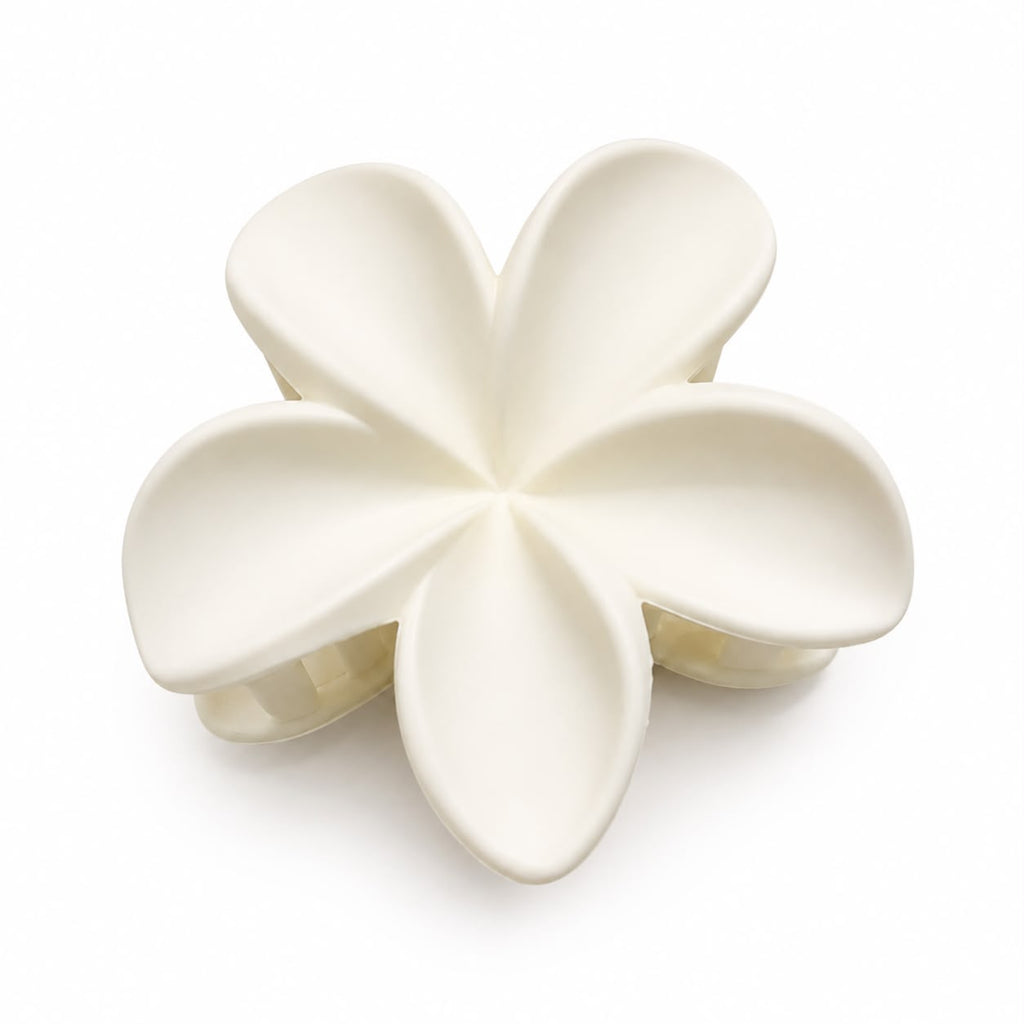 Matte Ivory White Flower Hair Clutch