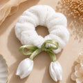 White Plush Tulip Scrunchie