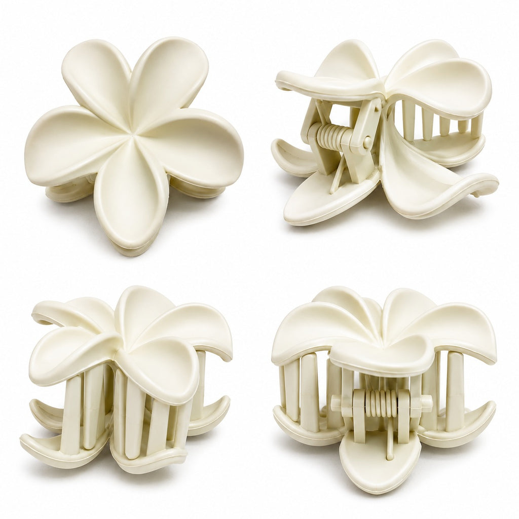 Matte Ivory White Flower Hair Clutch