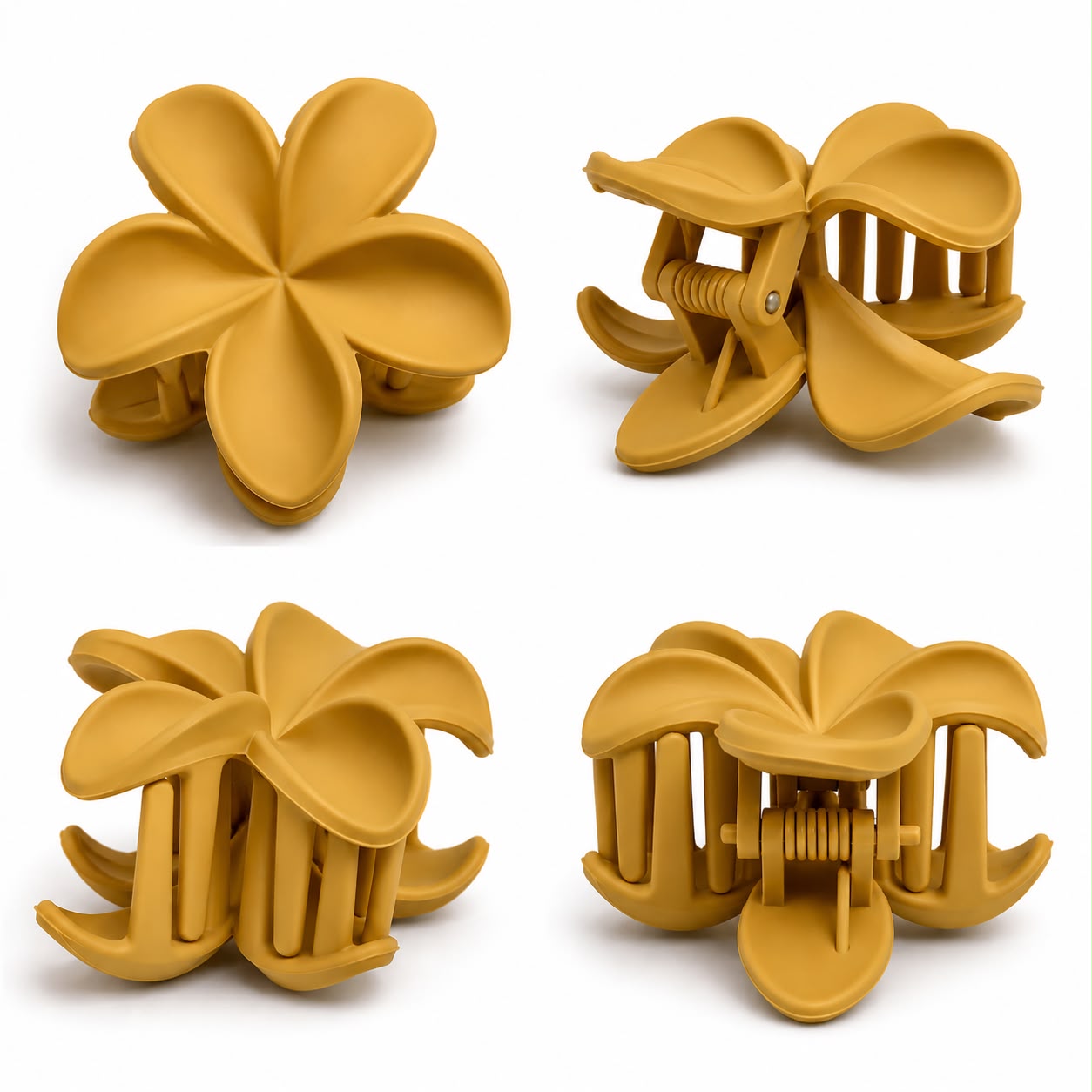 Matte Mustard Yellow Flower Hair Clutch